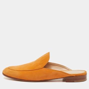 Pre Owned Gianvito Rossi Orange Suede Palau Mules Size 36