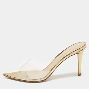 Pre Owned Gianvito Rossi Transparent PVC Elle Mules Size 38.5