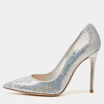 Gianvito Rossi Silver Sequins Gianvito Pumps Size 38