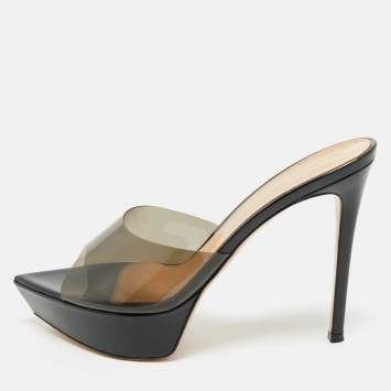 Gianvito Rossi Black PVC Betty Platform Mules Size 40