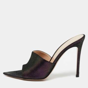 Gianvito Rossi Purple Suede Elle Slide Sandals Size 38