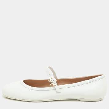 Gianvito Rossi White Leather Carla Ballet Flats Size 38