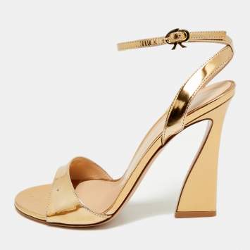 Gianvito Rossi Gold Leather Slingback Heeled Sandals Size 39