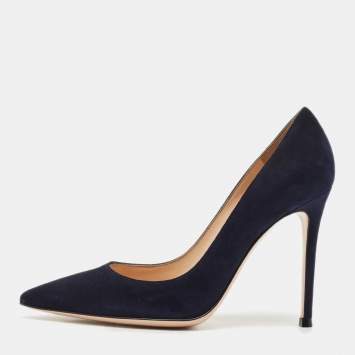 Gianvito Rossi Navy Blue Suede Gianvito Pumps Size 37