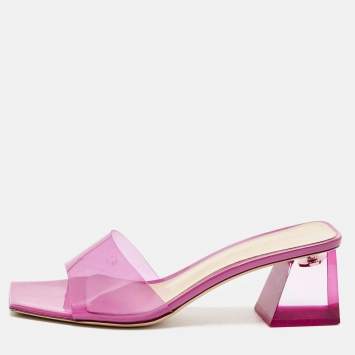 Pre Owned Gianvito Rossi Pink PVC Cosmic Slide Sandals Size 38
