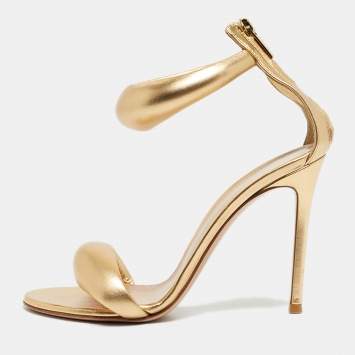 Pre Owned Gianvito Rossi Gold Leather Bijoux Sandals Size 38