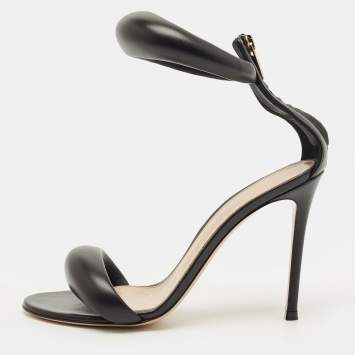 Pre Owned Gianvito Rossi Black Leather Bijoux Ankle Strap Sandals Size 39