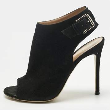 Pre Owned Gianvito Rossi Black Suede Open Toe Slingback Sandals Size 37