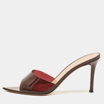 Pre Owned Gianvito Rossi Brown PVC Elle Slide Sandals Size 40