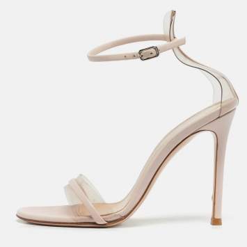 Pre Owned Gianvito Rossi Beige Leather and PVC Ankle Strap Sandals Size 36