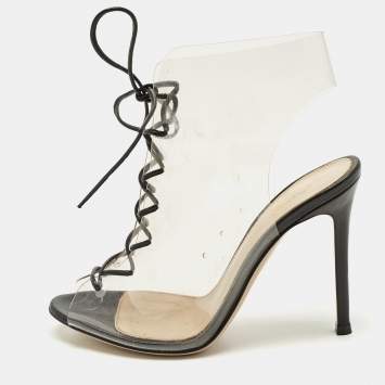 Pre Owned Gianvito Rossi Helmut Size 35.5 Transparent PVC Cut-out Ankle Length Boots