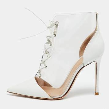 مملوكة مسبقًا Gianvito Rossi Icon Size 38.5 White Leather and PVC Ankle Length Boots