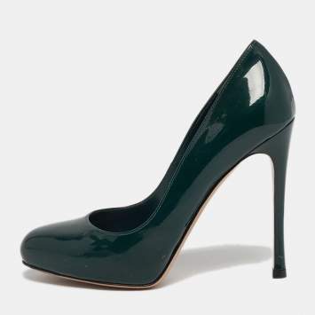 Pre Owned Gianvito Rossi Size 36 Dark Green Patent Leather Platform Pumps