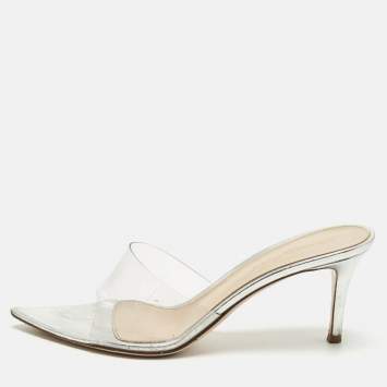Pre Owned Gianvito Rossi Elle Size 38 Transparent PVC Slide Sandals