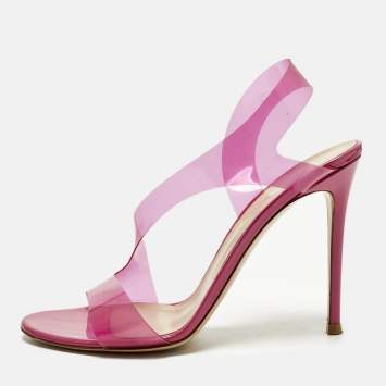 Pre Owned Gianvito Rossi Metropolis Size 40.5 Purple PVC Ankle Strap Sandals