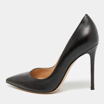 مملوكة مسبقًا Gianvito Rossi  Gianvito 105 Size 38 Black Leather Pointed Toe Pumps 