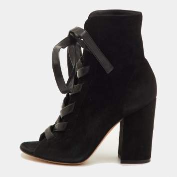 Pre Owned حذاء بوت جيانفيتو روسي سويدي أسود بطول الكاحل مقاس 36.5