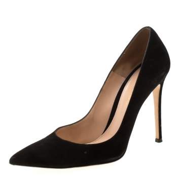 Pre Owned Gianvito Rossi Black Suede Pointed Toe Pumps 39