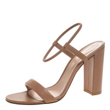 Pre Owned Gianvito Rossi Brown Leather Nikki Ankle Strap Sandals Size 41