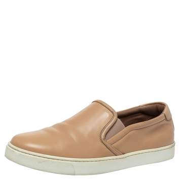 Pre Owned Gianvito Rossi Beige Leather Slip On Sneakers Size 38