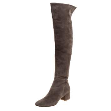 Pre Owned Gianvito Rossi Brown Suede Leather Over the Knee Boots Size 39.5