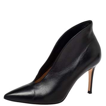 Pre Owned Gianvito Rossi Black Leather Vamp  Boots Size 37