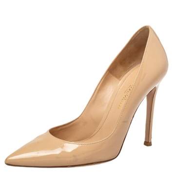 Pre Owned Gianvito Rossi Beige Patent Leather Pumps Size 35