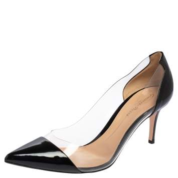Pre Owned Gianvito Rossi  Black Patent Leather And PVC Plexi  Pumps Size 40