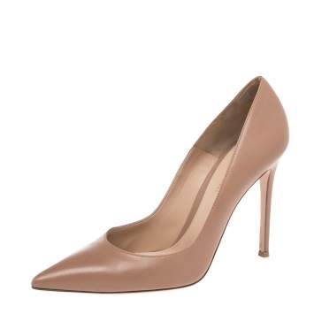 Pre Owned Gianvito Rossi Beige Leather Pointed Toe Pumps Size 41