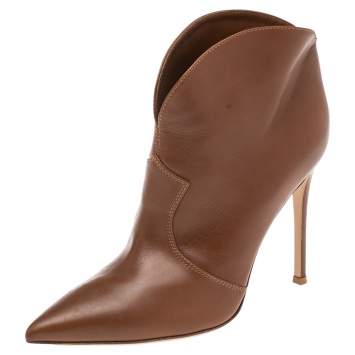 Pre Owned Gianvito Rossi Brown Leather Mable Boots Size 40