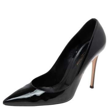 Pre Owned Gianvito Rossi Black Patent Leather Pointed-Toe Pumps Size 40