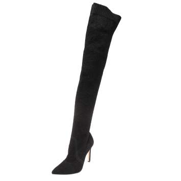 Pre Owned Gianvito Rossi Black Stretch Fabric Fiona Over The Knee Boots Size 36.5