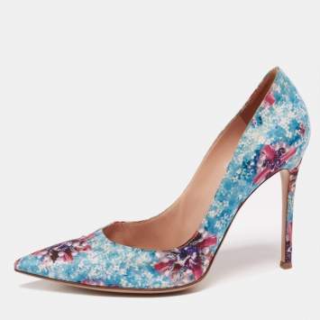 Pre Owned Gianvito Rossi Multicolor Floral Print Fabric Lisa Ponker Pumps Size 39.5