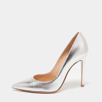 Pre Owned Gianvito Rossi Silver Leather Gianvito  Pumps  Size 36
