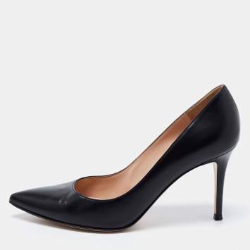 Pre Owned Gianvito Rossi Black Leather Pointed Toe Pumps Size 39