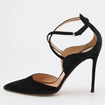 Pre Owned Gianvito Rossi Black Suede Criss Cross Pumps Size 42