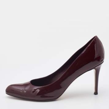 Pre Owned Gianvito Rossi Burgundy Patent Leather Pumps Size 41
