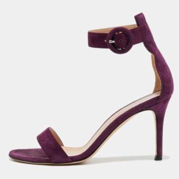 Pre Owned Gianvito Rossi Purple Suede Portofino Sandals Size 36