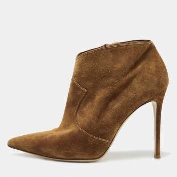 Pre Owned Gianvito Rossi Brown Suede Ankle Booties Size 41