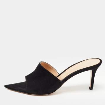 Pre Owned Gianvito Rossi Black Suede Open Toe Mules Size 37