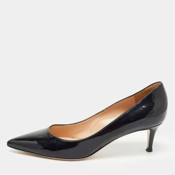 Pre Owned Gianvito Rossi Black Patent Leather Pointed Toe Pumps Size 38