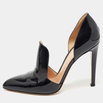 Pre Owned Gianvito Rossi Black Patent Leather Moret D'orsay Pumps Size 38