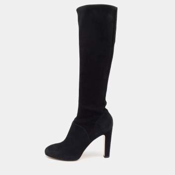 Pre Owned Gianvito Rossi Black Suede Knee Length Boots Size 37.5