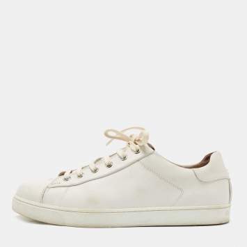 Pre Owned Gianvito Rossi White Leather Low Top Sneakers Size 38.5