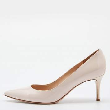 Pre Owned Gianvito Rossi Light Pink Patent Leather Pointed Toe Pumps Size 39.5 