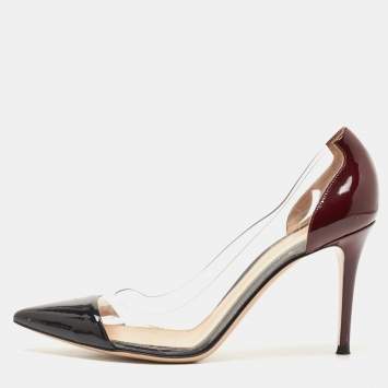 Pre Owned Gianvito Rossi Tricolor Patent Leather and PVC Plexi Pumps Size 41