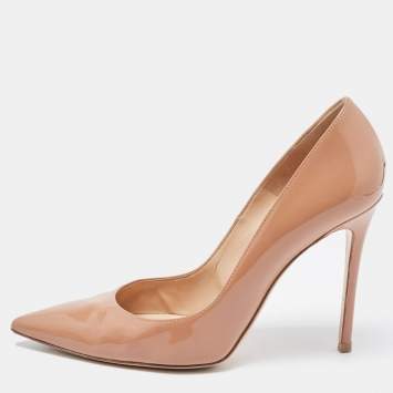 Pre Owned Gianvito Rossi Beige Patent Pointed Toe Pumps Size 40