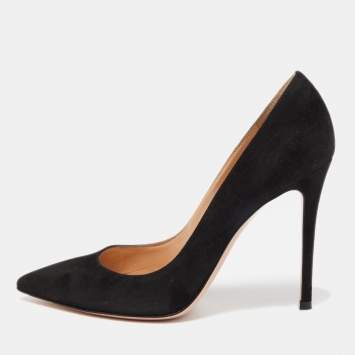 Pre Owned Gianvito Rossi Black Suede Gianvito 105 Pointed Toe Pumps Size 39