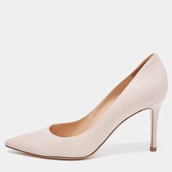 Pre Owned Gianvito Rossi Pink Leather Pointed Toe Pumps Size 37.5 