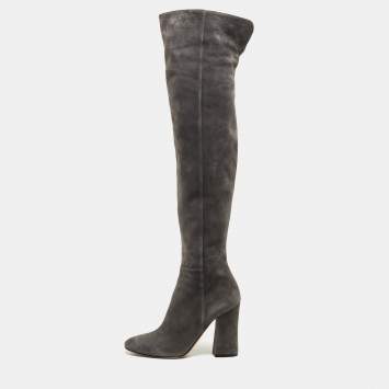 Pre Owned Gianvito Rossi Grey Suede Knee Boots Size 39